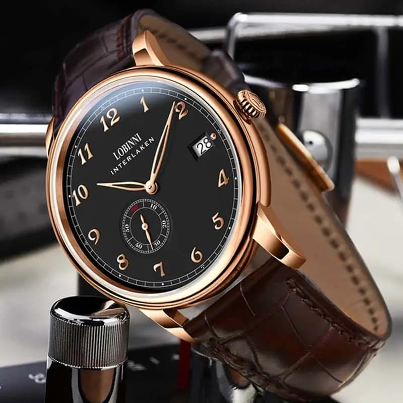 Lobinni Switzerland Luxury Brand 2021 New Products Mens Watch Mini Rotor Movement Watch Super Thin Automatic Mechanical Watch - Image 3