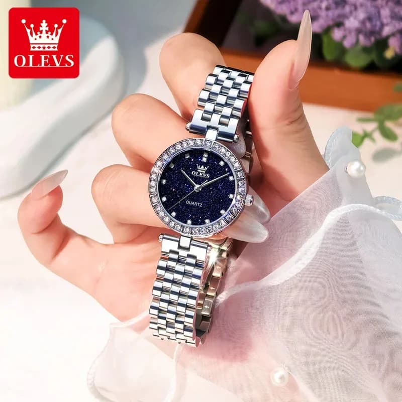 OLEVS 3641 Elegant Waterproof Ladies Quartz Watch Luminous Stainless Steel Starry Dial with Gift Box - Women's Fashion Accessory - Image 3