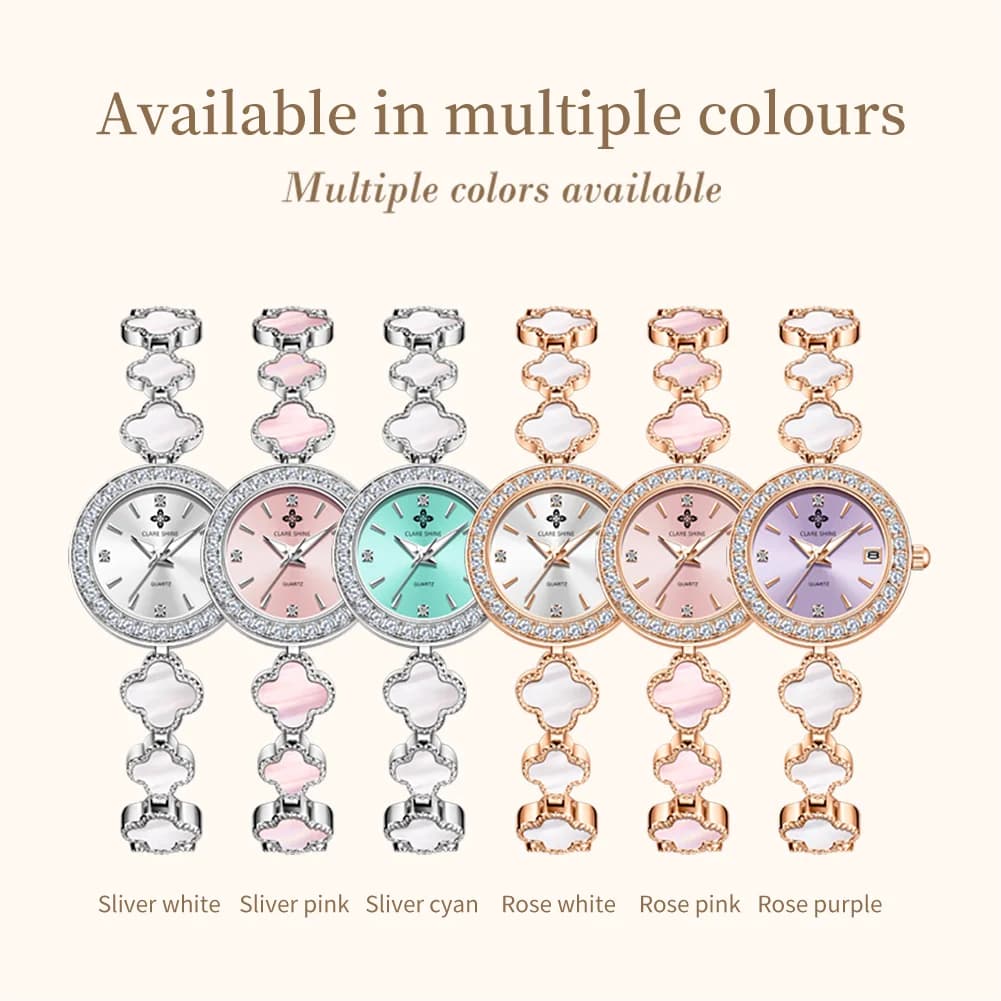 CLARE SHINE 7701 Woman Watch Imported Quartz Watch Waterproof Pearl Watch Chain Date Watches For Woman Bracelet Set Gifts Box - Image 6