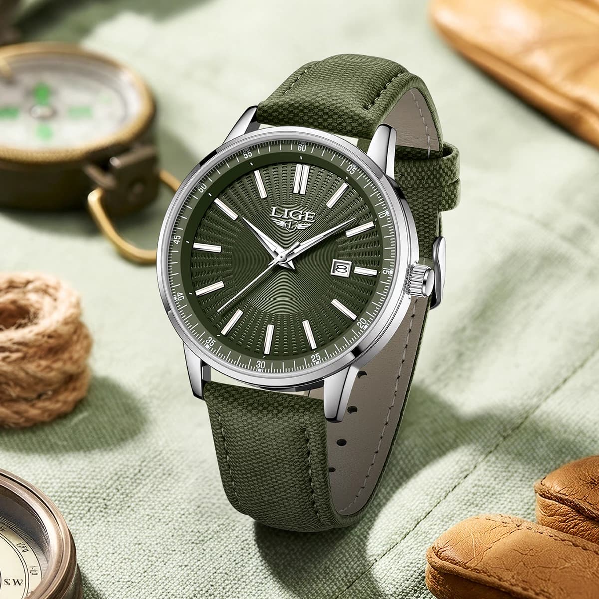 LIGE New Classic Fashion Quartz Man Wrist Watches Automatic Calendar Original Watch For Men Waterproof Leather Luxury Hand Clock - Image 3