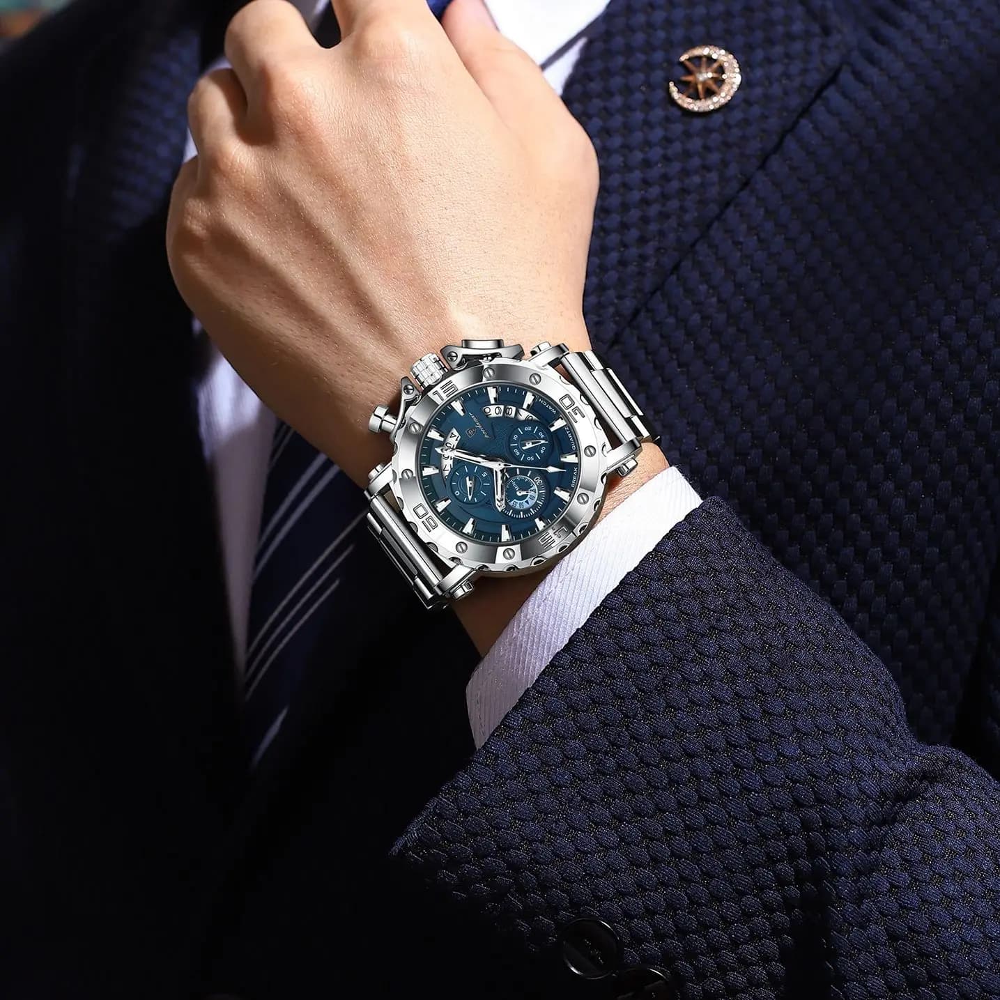 POEDAGAR Luxury Watch For Men Calendar Luminous Waterproof Man Clock Male Chronograph Stainless Steel Men's Quartz Watches Reloj - AliExpress - Image 4